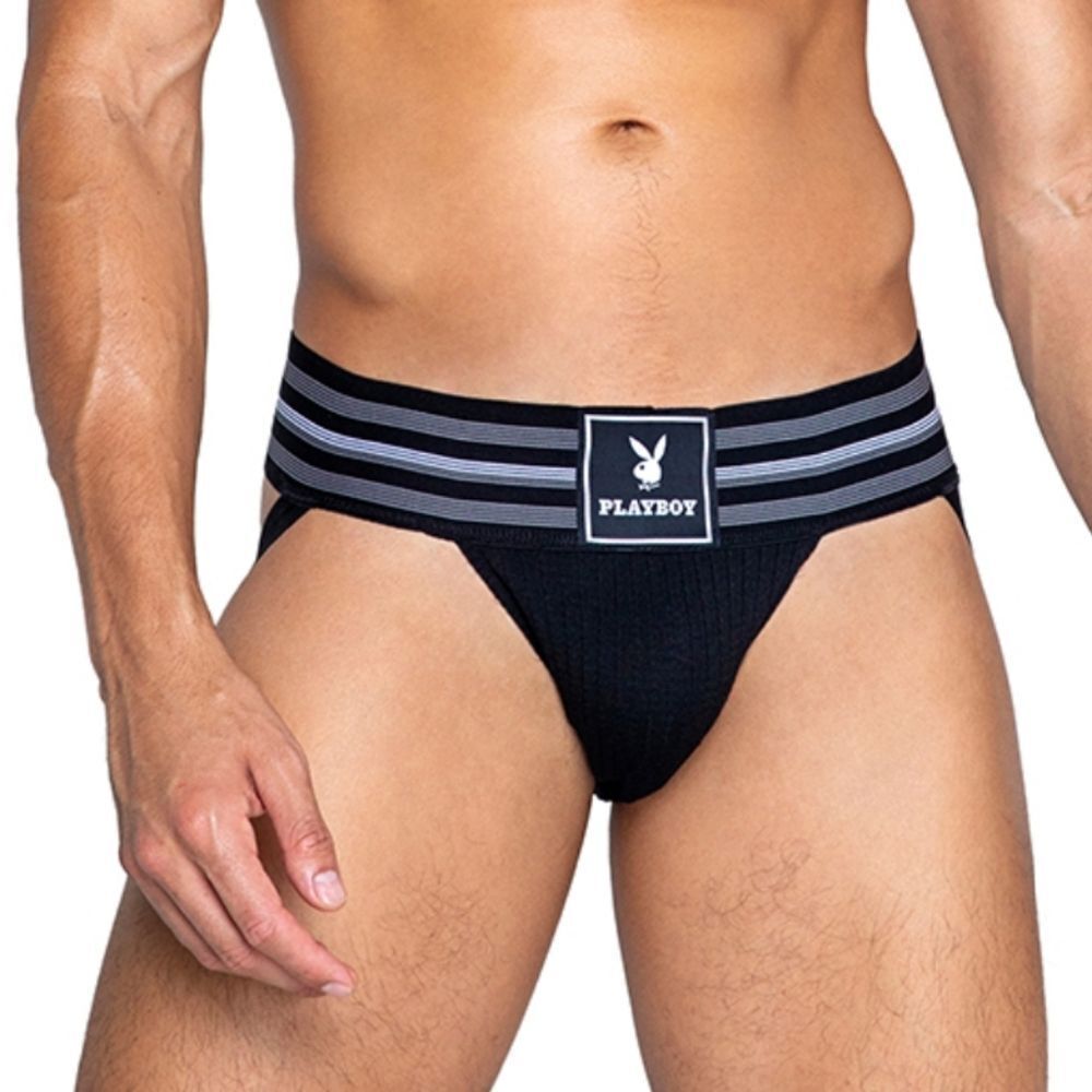 Playboy Men's Locker Room Classic Black Jockstrap XL -J